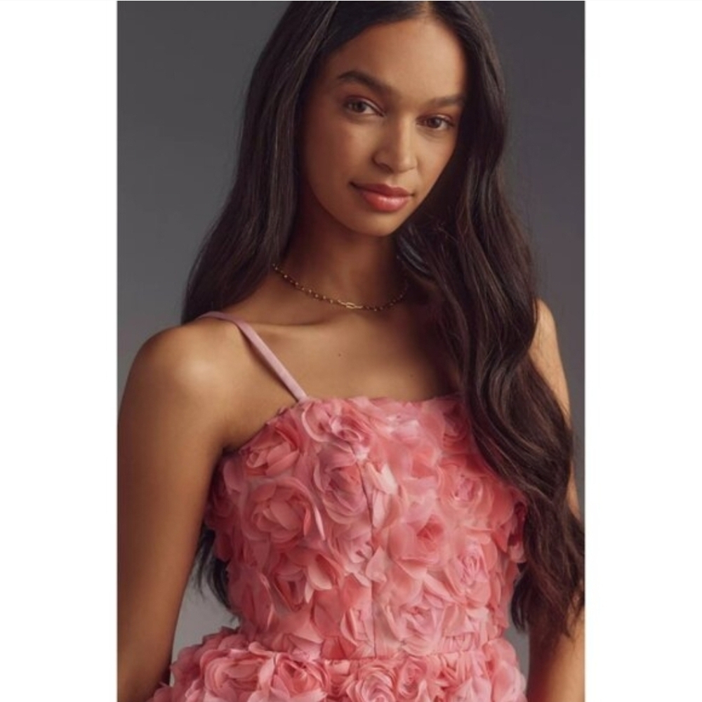 💕Dress The Population Sasha Strapless Fit-&-Flare 3d floral Applique Minidress - Picture 4 of 6